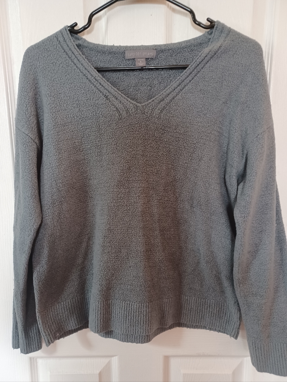 The Barefoot Dreams Cozychic Lite Gray V Neck Sweater